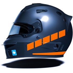 Resim Şerit Tasarımlı Alev Turuncusu Motosiklet Kask Sticker Çınar Extreme 