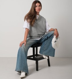 Resim V Yaka Oversize Gri Süveter - M 