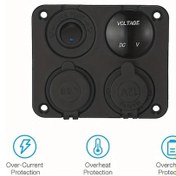 Resim Xuweiwei Mavi 4'lı 12v Priz, Led Voltmetre, Çift Usb Şarj, Rv Araç Tekne İçin 