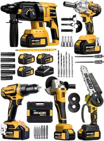 Resim Dragro Alman DRG-5ST Kömürsüz 5 x 3 S 5'li Set Kırıcı Delici + Somun Sıkma + Taşlama Makinesi + Matkap + Dal Budama + 3 Akülü S 