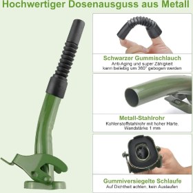 Resim Biterse Metal Dökme Ağzı Yakıt Bidonu Çıkış Borusu Lastik Ağızlı 20 mm Tank Manşonu Metal Bidon 5/10/20 L Benzin Bidonu Için Dökme Ağzı 