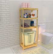 Resim Fokai Wood Cesta Çamaşır Sepeti İçin Tasarlanmış Banyo Raf Sistemi 