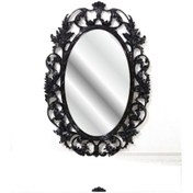 Resim Antik Oymalı Desenli İşlemeli Rustik Siyah Çerçeveli Boy Aynası Siyah 