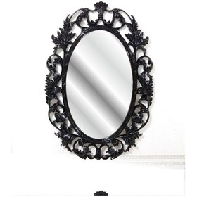Resim Antik Oymalı Desenli İşlemeli Rustik Siyah Çerçeveli Boy Aynası Siyah 