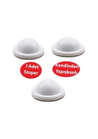 Resim Silikon Kapı Stoperi Beyaz 3 Adet Tamponu Kendinden Yapışkanlı Beyaz Kapı Kolu Stopu 