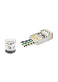 Resim Nodar Nd2423 Cat6e Ez Rj45 Metal Konnektör 100 Adet Plastik Kutu - Şeffaf 
