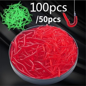 Resim 50/100 adet Yumuşak Yemler Tatlısu ve Tuzlu Su Balıkçılığı İçin - Karides ve Yengeç Balıkçılığı İçin Plastik Yapay Solucan Yemleri - Balıkçılık Deneyiminizi Geliştirin 