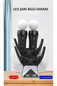 Resim Beboncool 4in1 Ps5 Dualsense Ps Move LED Ekranlı Şarj Cihazı 