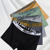 Resim 1/4/6/10 adet Rastgele 'Merhaba' Baskılı Erkek Boxer Külot - Moda, Nefes Alabilir ve Rahat Spor Şortları, Yüksek Esneklik, Hızlı Kuruyan spor külotları 