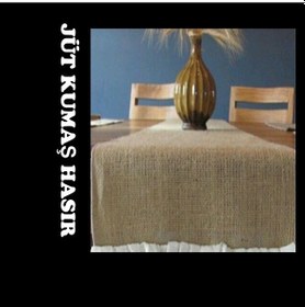 Resim Jüt Kumaş Hasır Ve Beyaz Tül Fırfırlı Runner Renkli 