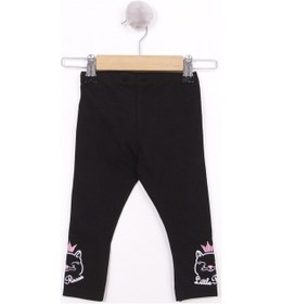 Resim Toontoy Kız Bebek Paça Kedi Nakışlı Tayt Ekru 