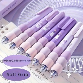 Resim 1 adet Silinebilir Patchwork Nötr Kalem, Sevimli Karikatür Tasarımı, İtmeyle Doldurulabilir, Yumuşak Tutuş, Pürüzsüz Yazma, 0.5mm Uç, Okul ve Ofis Malzemeleri İçin Uygun, Küçük Hediyeler İçin Ödül 
