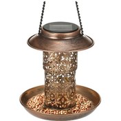 Resim Mufunye Güneş Enerjili Kuş Yemliği Açık Hava Asılı Bahçe Feneri Geri Çekilebilir Yabani Kuş Yemliği Bahçe Lambası 