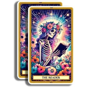 Resim Okuyucu Tarot Kartı Çıkartmaları - Okuyucular için Mistik Tarot Kartları - Okumayı Seviyorum - En Uzun Tarafta 5 inç - 2'li Paket - Yüksek Yapışkanlı Tack - Otomobil, Kamyon, SUV için Tampon 