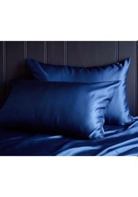 Resim 2 Li İpek Dokulu Saten Lacivert Yastık Kılıfı 50x70 - Mikrosaten, Saç Ve Cilt Dostu Çok Renkli 