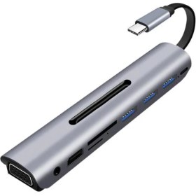 Resim Techmaster Type-C 9in1 4K HDMI VGA Micro Sd Tf Kulaklık 3 USB Şarj Girişli 