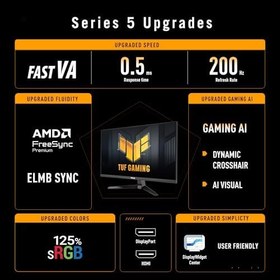 Resim ASUS TUF GAMING VG257Q5A 24.5″ 200Hz 0.5ms Gaming AI ELMB Full HD Fast VA Gaming (Oyuncu) Monitör 
