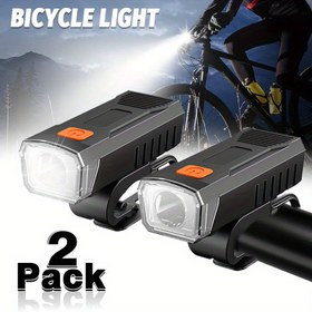 Resim 2 Adet LED USB Şarj Edilebilir Bisiklet Lambası, Çok Amaçlı Bisiklet Farı - Seyahat, Patrul, Bakım, Balık Tutma, Acil Durumlar İçin Taşınabilir Gece Sürüş Feneri 