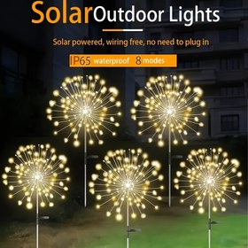 Resim 1 adet Güneş Enerjili Bahçe Lambası 8 Modlu - Havai Fişek Tasarımı için Dış Mekan, Bahçe, Çim, Kamp Dekoru - 60/150/240/360LED Seçenekleri! IP65 Dereceli, Noel, Paskalya, Cadılar Bayramı ve Daha Fazlası için mükemmel!, Bahçe Lambaları 