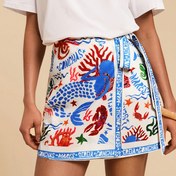 Resim Kadınlar için Rahat Baskılı Etek - Elastik Bel, Yüksek Bel, A-Şekilli Mini Etek - Canlı Deniz Teması (Tavşanlar, Ahtapotlar, Deniz Örtüleri) - Hafif Polyester, Makinede Yıkanabilir - Yaz ve Bahar için Mükemmel 