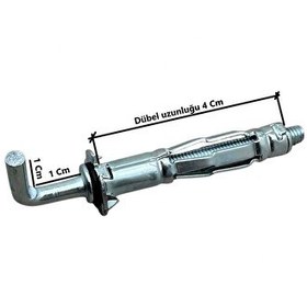 Resim Koldoor HTM-L 4x46 Paraşut Tipi Çelik Alçıpan Dübeli Alçıpan Duvara Tablo Saat Askı Dübeli 1 Adet 