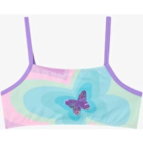 Resim Penti Kız Çocuk Rainbow Butterfly Halter Yaka Bikini Takımı 