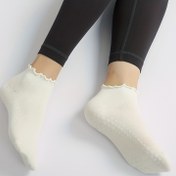 Resim Çift Kadın Yoga Çorapları - Kaymaz, Nefes Alabilen Kumaş ve Kabartmalı Manşetli, Beyaz & Siyah Tasarım Pilates, Fitness ve Günlük Kullanım için, Yoga Aksesuarları 