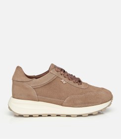 Resim Hotiç Kadın Süet Deri Bej Bağcık Detaylı Yüksek Tabanlı Spor Ayakkabı 