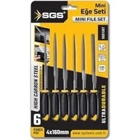 Resim Aesco Mini Eğe Seti, 6 Parça, 4X160 Mm, Metal El Aleti, Model SGS1357 