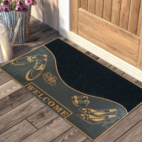 Resim My Floor Welcome Yazılı Ayakkabı Desenli Toz Tutma Özellikli Kauçuk Kap... 