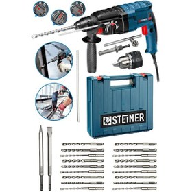 Resim Steiner 4000 W Profesyonel Kırıcı Delici Darbeli Matkap + Uç 20 Adet + Mandren 