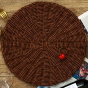 Resim 1 adet Kahverengi Hasır Amerikan Servisi, Parti ve Doğum Günü Düğün Akşam Yemekleri için Uygun Boho Tarzı Vintage Amerikan Servisleri, Çok Yönlü Desenli Duvar Dekoru, Masa Matları ve Vazo Pedleri Fotoğrafçılık Aksesuarları 