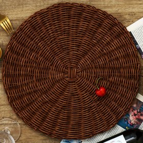 Resim 1 adet Kahverengi Hasır Amerikan Servisi, Parti ve Doğum Günü Düğün Akşam Yemekleri için Uygun Boho Tarzı Vintage Amerikan Servisleri, Çok Yönlü Desenli Duvar Dekoru, Masa Matları ve Vazo Pedleri Fotoğrafçılık Aksesuarları 