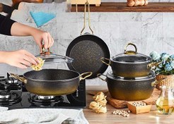 Resim Kahramanlar Fiesta Gold Siyah 7 Parça Granit Tencere Seti 