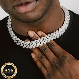 Resim 316 Paslanmaz Çelik Miami Kare Küba Zinciri Sentetik Zirkon Taşlı, Unisex Hip-Hop Rock Tarzı Kolye – Şık ve Minimalist Tasarım, Çok Yönlü Aksesuar, Çiftler, Sokak Stili, Günlük Kullanım, Düğünler & Partiler için Gençlere Uygun 