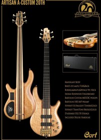 Resim Cort A4 CUSTOM 20THNAT Artisan Serisi 20. Yıl Özel Üretim Bas Gitar (Profesyonel) | Masif Gövde, Neck-Through Sap Yapısı ve Natürel Egzotik Ahşap Görünümü 