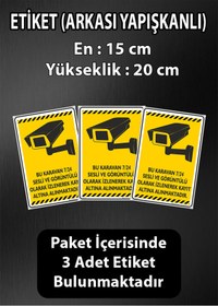 Resim isgtabelam 15x20cm/3adet/fosforlu Etiket/Bu Karavan Güvenlik Kamera Uyarısı/v2-2 