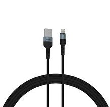 Resim Syrox C135AL 2.4A 1.2 M Ledli Örgülü USB-A - Lightning Şarj ve Data Kablosu Siyah 