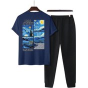 Resim Unisex Vangogh Baskılı Eşofman Takımı Lacivert 