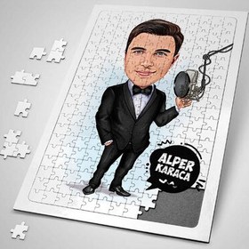 Resim Ses Sanatçısı Erkek Karikatürlü Puzzle 