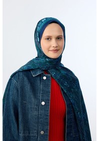 Resim Mirsoy Scarf Asya Etnik Desen Şal Mavi 