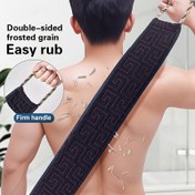Resim Çift Taraflı Buz Taneli Uzun Saplı Sırt Peeling Fırçası - Derin Temizlik ve Kas Rahatlaması için Dayanıklı Ergonomik Havlu, Erkekler & Kadınlar Duş Aracı Sıkı Tutma Kolu ile, Çift Dokulu Havlu | Sağlam Peeling Kumaşı, Duş İçin Sırt Fırçası 