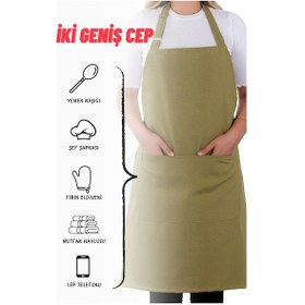 Resim 10 Adet Simple Ayarlanabilir Askılı Mutfak Önlüğü Fıstık Yeşili 