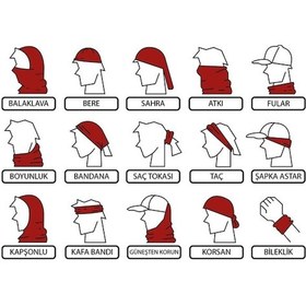 Resim Buffalo Karışık Çok Desenli Tasarımlı Motorcu Buff Maske Outdoor Boyunluk Unisex Bandana Siyah 