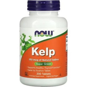 Resim Now Foods, Kelp, Super Greens Yosun 150 Mcg, 200 Tablet 