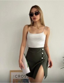 Resim Terzi Bey Üç Taşlı Mini Etek Haki 