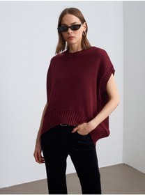 Resim Dilvin 10839 Yün Karışımlı Oversize Süveter-bordo Bordo 
