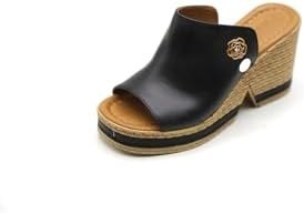 Resim Genel Kadın Mammamia 6115z Kadın Deri Dolgu Topuk Terlik Shoes 