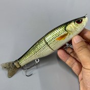 Resim 61g/17.5cm Ağır Hizmet Tipi İki Bölümlü Büyük Balık Yemi - Yavaş Batan Yüzme Yemi, Gerçekçi Gözler, Üçlü Kancalı - Turna, Tonbalığı, Alabalık için - Tatlı ve Tuzlu Su Kullanımı - Sahil ve Nehir Avı İçin İdeal - Canlı Yüzme Hareketli & Ağırlıklı Üst Suya Uygun, Keskin Üçlü Kanca 