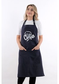 Resim Unisex Master Chef Ayar Askılı Mutfak Önlüğü Lacivert 